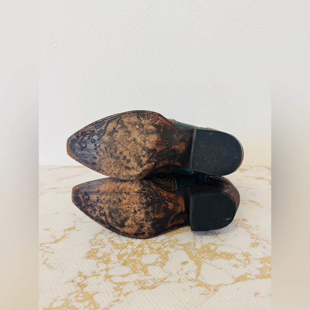 COBARCA Women’s Turquoise & Brown Leather Brass Studded Boots MX 23 - Picture 8 of 10